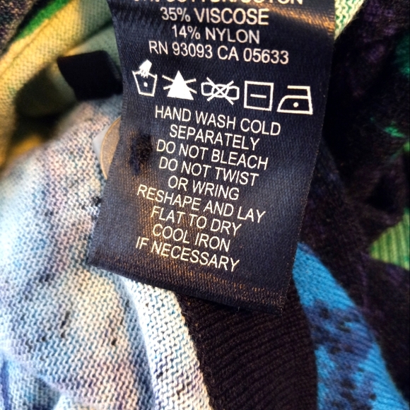 Nic + Zoe Cardigan Bold  Print Sweater Blue/ Green/ Purple Sz. L - Picture 11 of 12